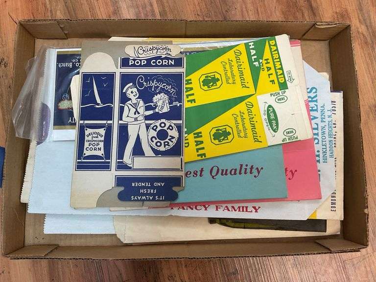 Advertising containers, labels, and bags