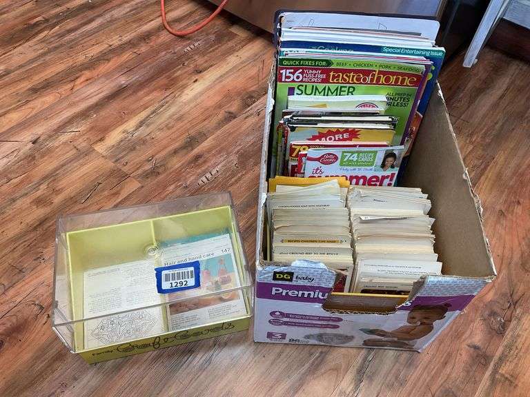 Recipe card files and cooking magazines