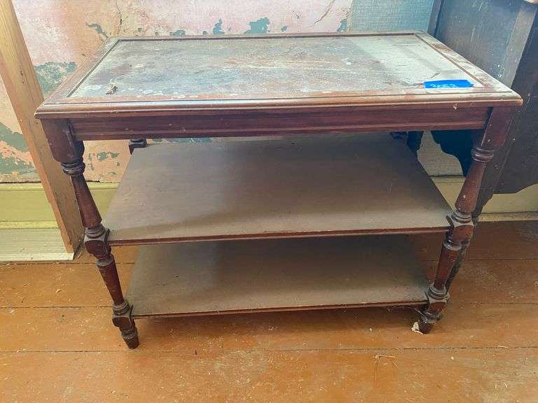 3-tier stand, 1920s end stand, GE cathedral radio, horse & buggy model30x17x24 and 23x16x30