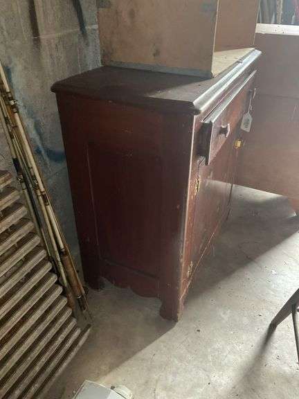 Cottage washstand w/ knotty pine door