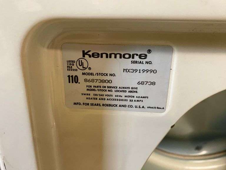 Kenmore Heavy Duty dryer model: 110.86873800