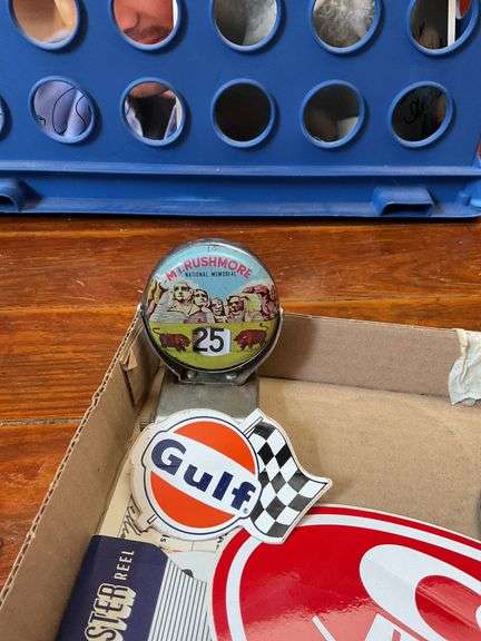 Gas station advertising, bumper stickers, souvenir desk calendar, Sting and The Police stickers in packages