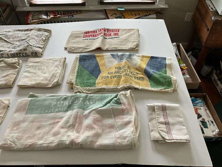 Vintage printed cloth advertising sacks