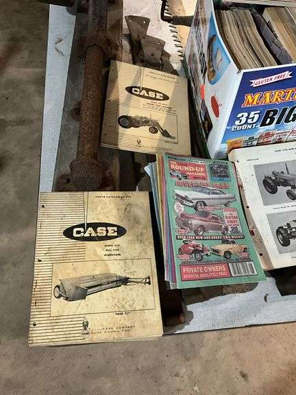 Case tractor catalogs, 1991 Sears catalog, car magazines