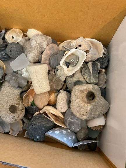 Seashells, sea glass, stones