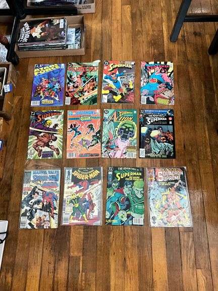 Comic books including: Superman, Spider-Man, Iron Man, Captain Atom, Transformers