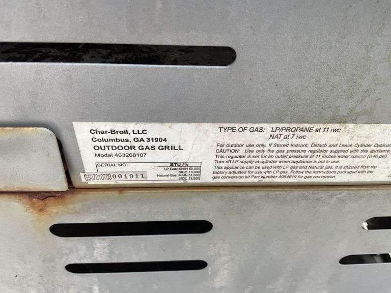 Char-Broil propane grill model: 463268107