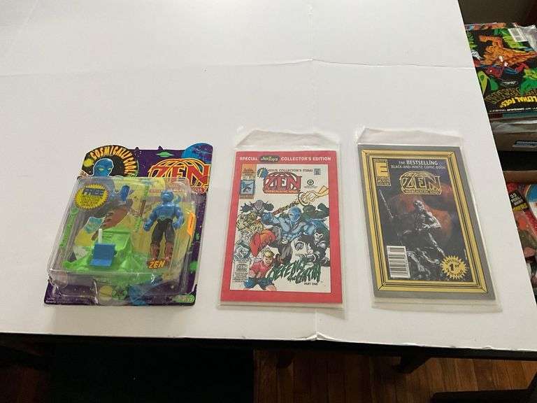 Zen action figure and two comic books