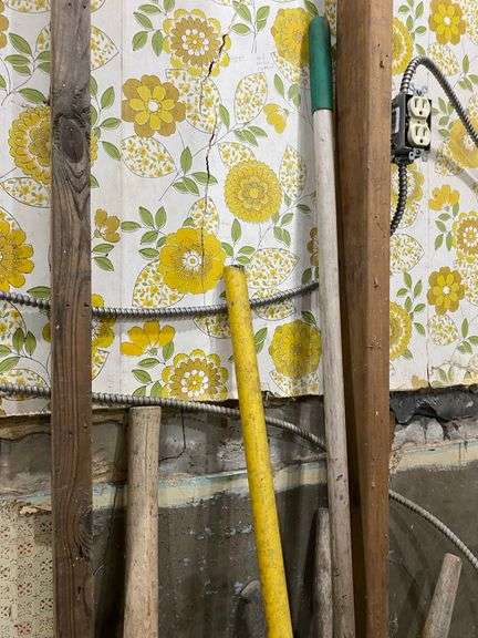 Tool lot including: mattock, hoe, loppers