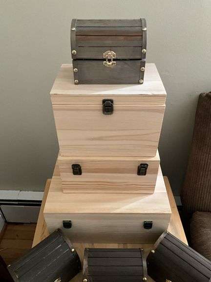 Jewelry chests and unfinished wooden boxes