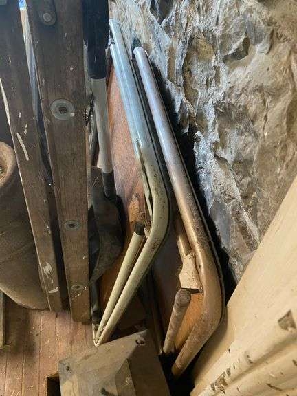 Paper log roller, milk can, 5' step ladder, folding card tables