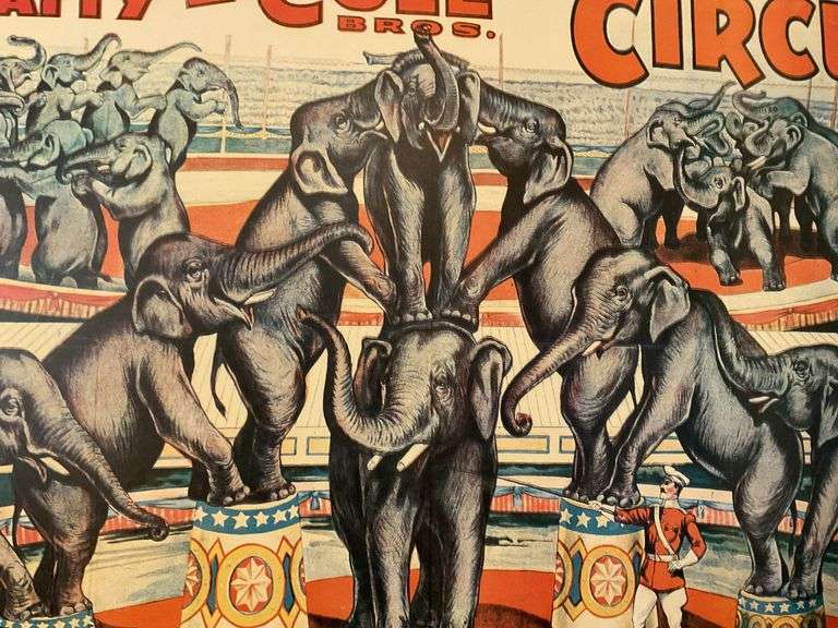 Clyde Beaty-Cole Bros Circus poster, framed 43 in x 29 in