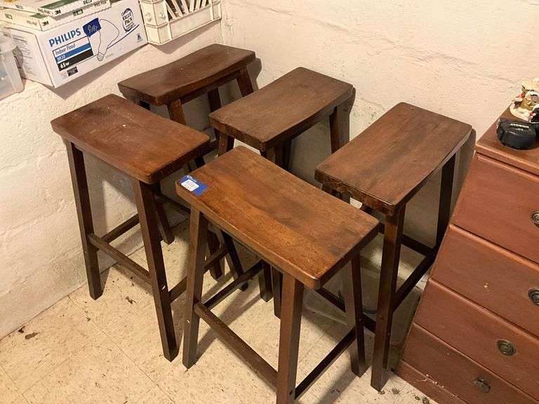 Five wooden bar stools - by the pc take five 29in high