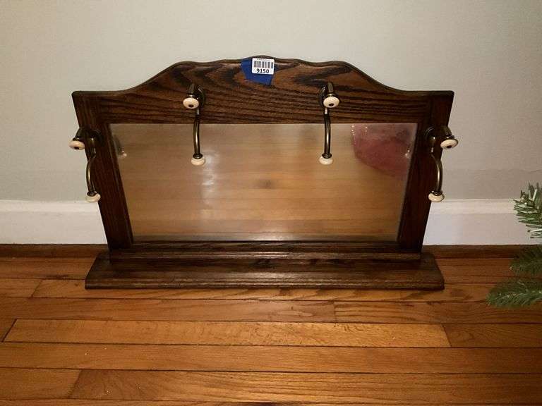 Oak coat rack/wall mirror 27.5in long