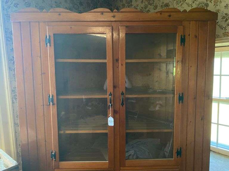 Handcrafted beadboard corner cupboard 59x29x82