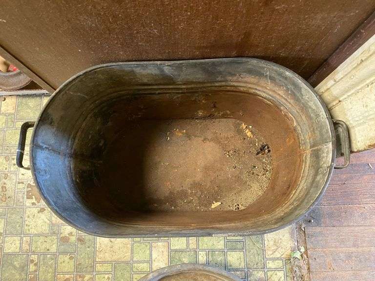 Oval galvanized tub and FarmMaster basin