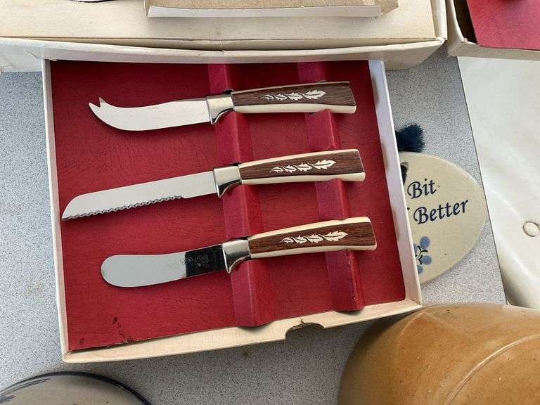 Vintage Regent Sheffield carving and cutlery set in original box
