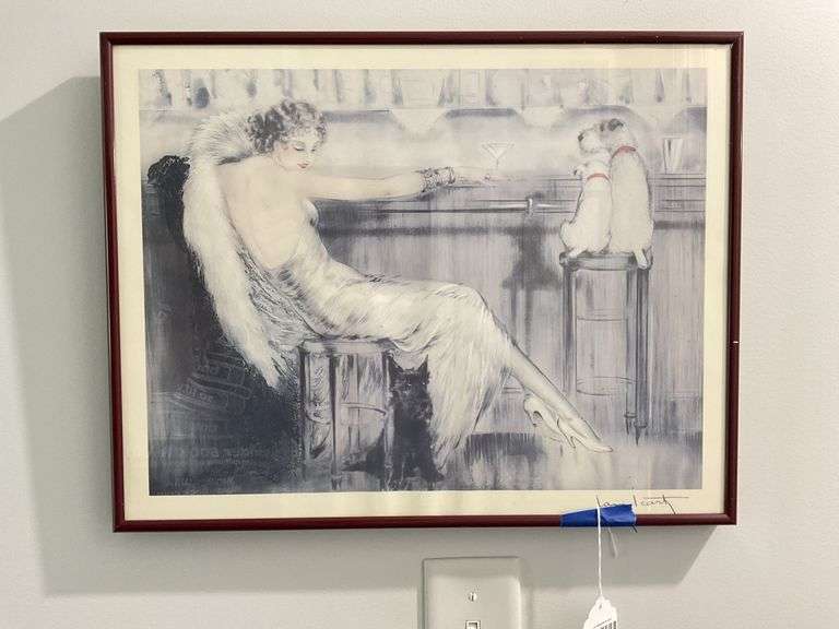 Louis Icart print, Le Cocktail, framed 18 1/2 X 14 1/2