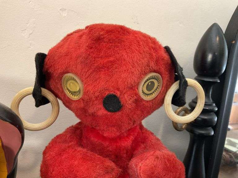 Vintage Bantam red plush toy figure w/ blinker eyes