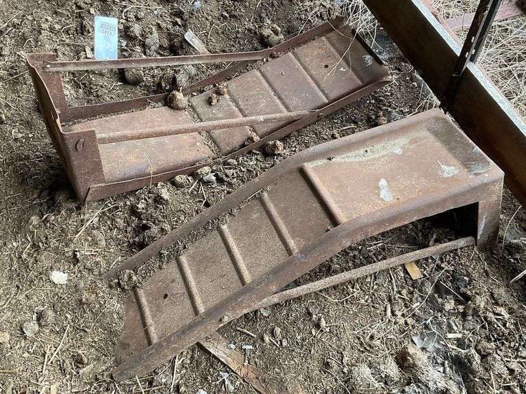 Pair metal car ramps
