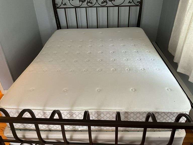 Wrought metal sleigh bed w/ mattress 60x100