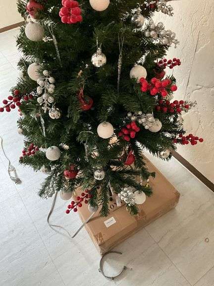 Faux Christmas tree w/ decorations