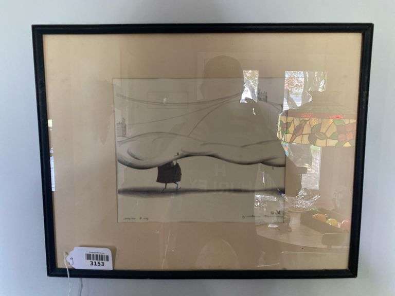 Justin Murray(1912-1987) lithograph, High Fog, San Francisco, framed 18.5x14.5