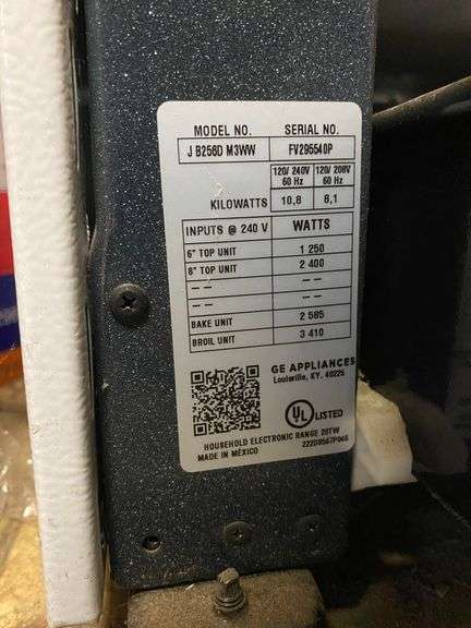 GE electric range model: JB256DM3WW