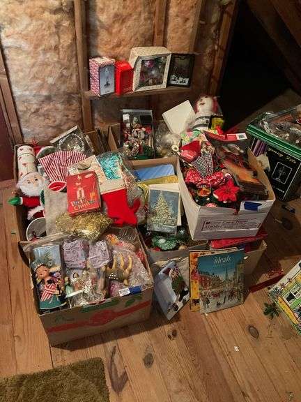 Large lot of Christmas ornaments and decor, some vintage