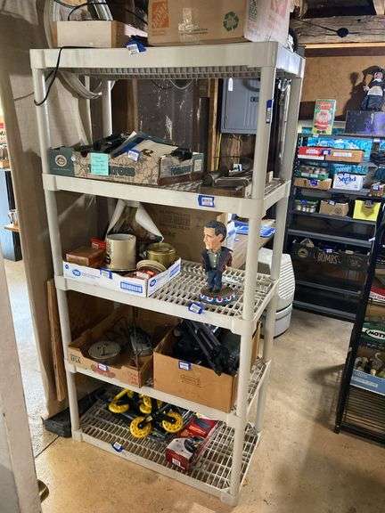 Plastic shelf unit - no contents, MUST COME DURING LAST 2 HOURS OF PICKUP FOR THIS ITEM.