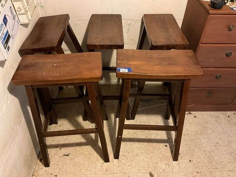Five wooden bar stools - by the pc take five 29in high