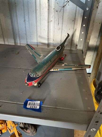 Vintage American Airlines litho tin toy airplane