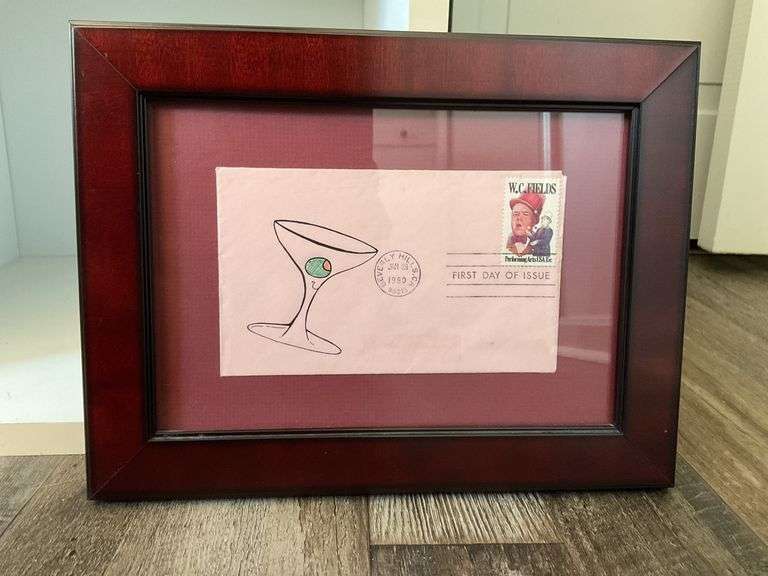 1980 W.C. Fields first day cover, framed 10 1/2 X 8