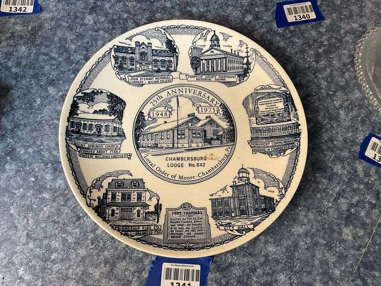 1973 Chambersburg Moose Lodge 25th anniversary souvenir plate