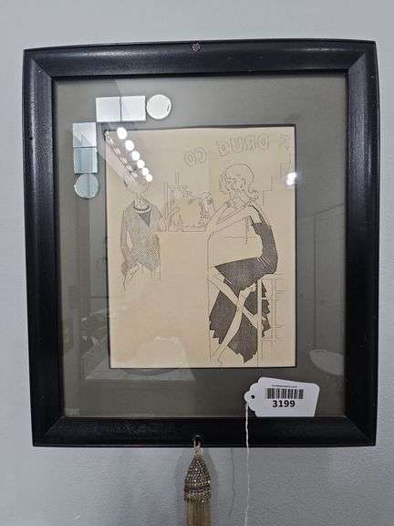 John Held Jr cartoon print, framed 13 X 15