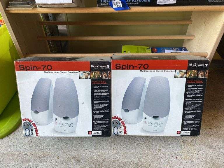 Two pair Spin-70 stereo speakers in boxes