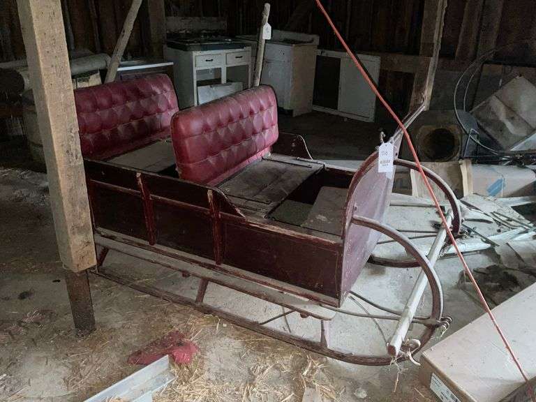 Antique 2-seat sleigh w/ shaft