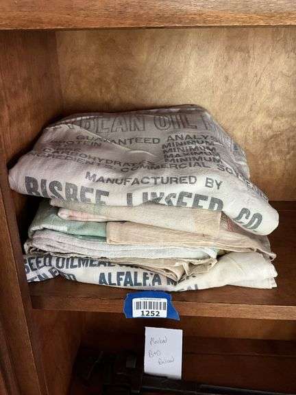 Vintage printed cloth advertising sacks