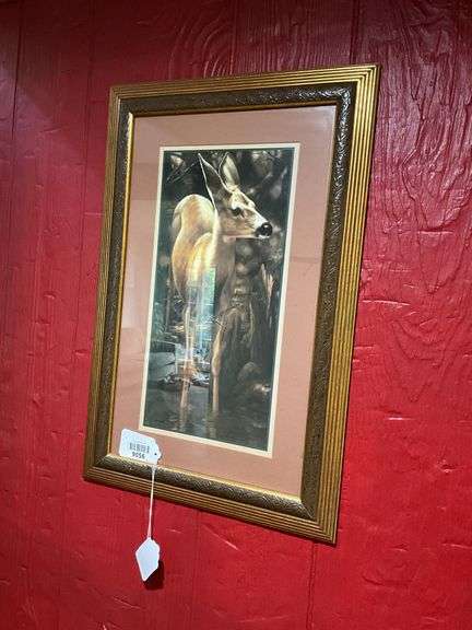 Wall hangings: two deer prints including Randy McGovern, framed 20x24, 15.5x23.5