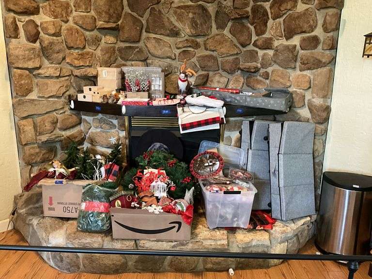 Large lot of Christmas ornaments and decor, gift wrap, misc
