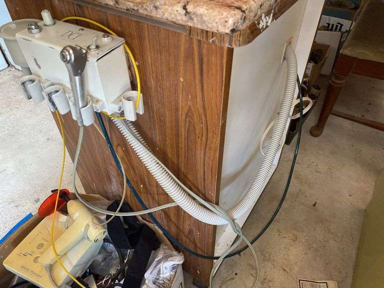 Dental cabinet w/ granite stone top - no contents