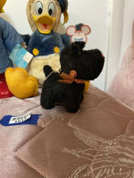 Plush Donald Duck, Paddington Bear, black Scotty Dog, toy dog