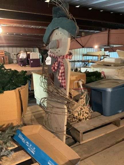 Snowman cutout, Christmas tree and decor, walker, misc, *** PLEASE NOTE: This item has no stair access and must be picked up on July 15th between 11:00-1:30PM. Item will be removed from loft for pickup.