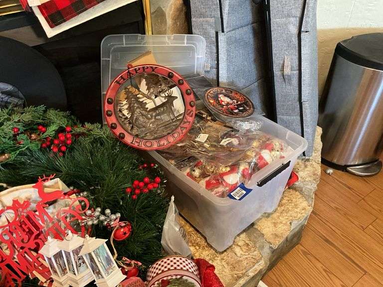 Large lot of Christmas ornaments and decor, gift wrap, misc