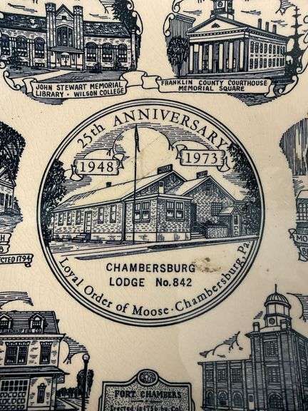 1973 Chambersburg Moose Lodge 25th anniversary souvenir plate