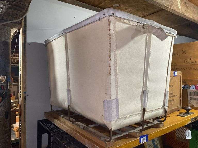 Vintage Industrial laundry canvas bin