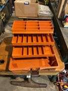 Contents of shelf: tackle boxes