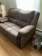 Recliner loveseat w/ exposed wood trim