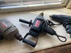 Miter box, hand saws, large lot of hand and power tools, hardware