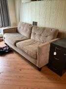 Tan upholstered sofa 78in long
